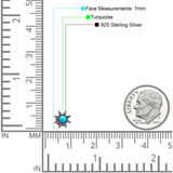 Minimalist Sun Black Onyx & Turquoise Stud Earring 925 Sterling Silver