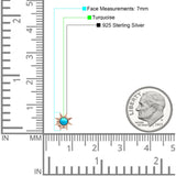 Minimalist Sun Black Onyx & Turquoise Stud Earring 925 Sterling Silver