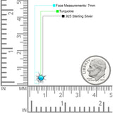 Minimalist Sun Black Onyx & Turquoise Stud Earring 925 Sterling Silver