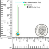 Minimalist Sun Black Onyx & Turquoise Stud Earring 925 Sterling Silver