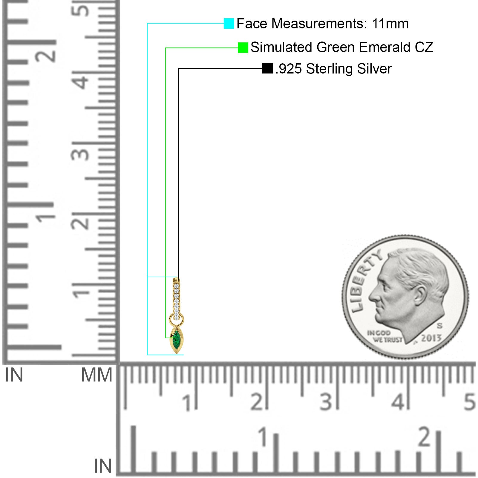 Marquise Drop Dangle Hoop Earring Cubic Zirconia 925 Sterling Silver