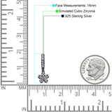 Flower Cluster Charm Huggie Hoop Earring Cubic Zirconia 925 Sterling Silver