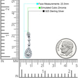 Pear Teardrop Halo Charm Drop Stud Earring Cubic Zirconia 925 Sterling Silver