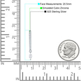 Marquise Charm Huggie Hoop Earring Cubic Zirconia 925 Sterling Silver