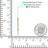 Marquise Charm Huggie Hoop Earring Cubic Zirconia 925 Sterling Silver