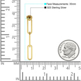 Paperclip Link Chain Interlocking Oblong Stud Earring 925 Sterling Silver