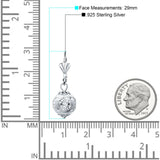 Round Diamond Cut Dangling Ball Leverback Earrings 925 Sterling Silver
