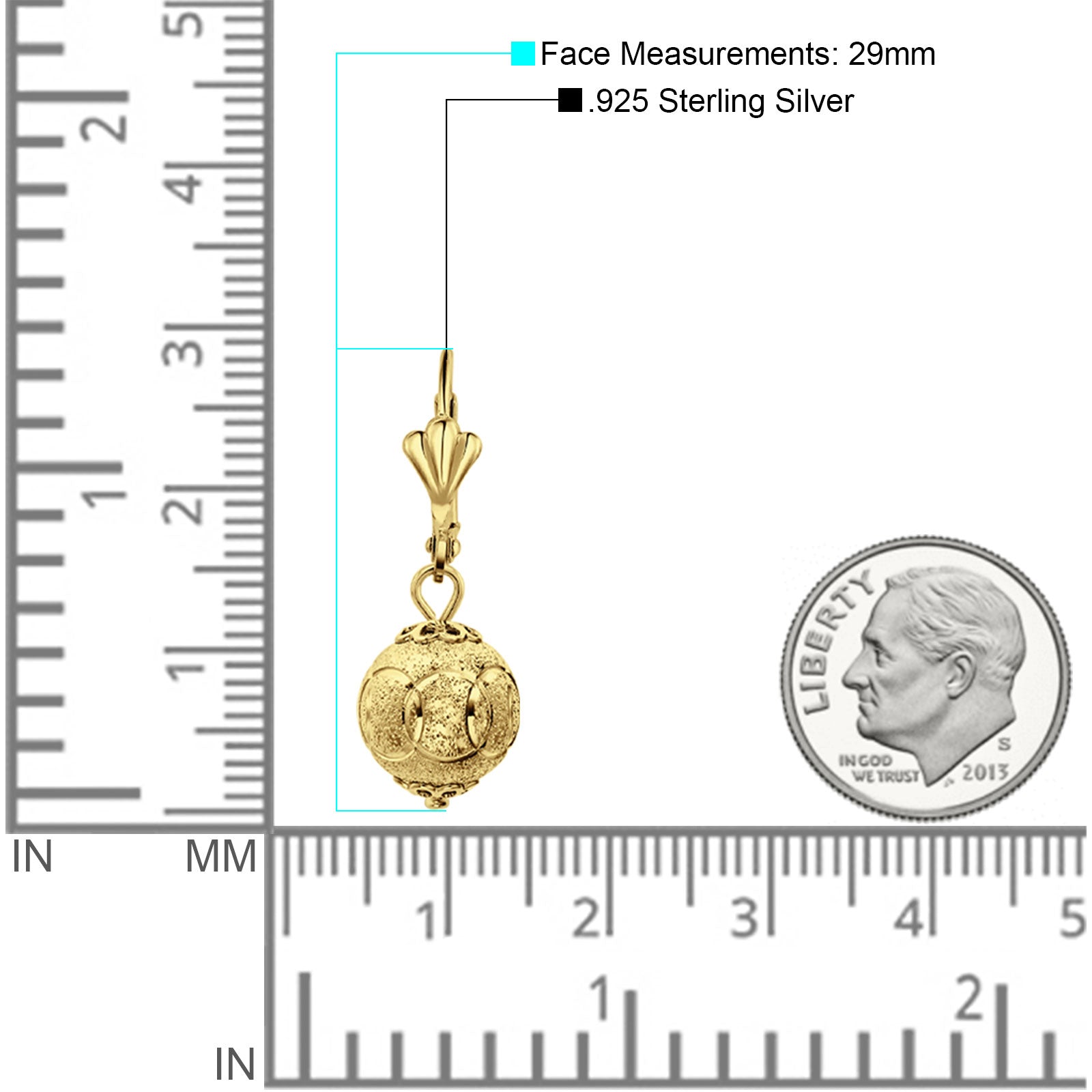 Round Diamond Cut Dangling Ball Leverback Earrings 925 Sterling Silver