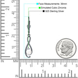 Music Note Infinity Style Leverback Earring Cubic Zirconia 925 Sterling Silver