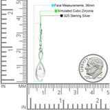 Music Note Infinity Style Leverback Earring Cubic Zirconia 925 Sterling Silver