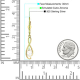 Music Note Infinity Style Leverback Earring Cubic Zirconia 925 Sterling Silver