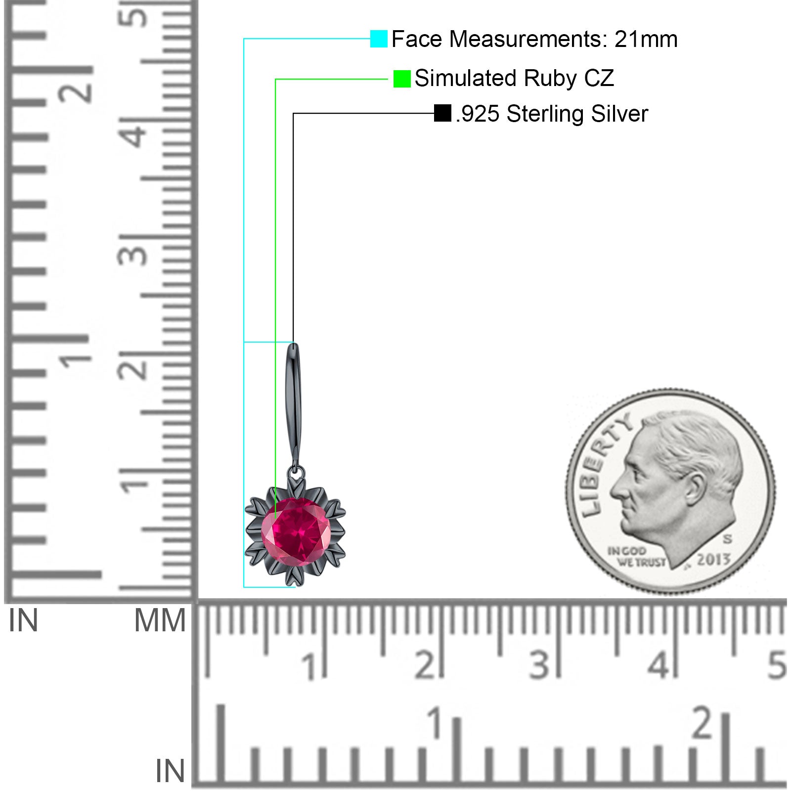 Round Cubic Zirconia Flower Heart Designer Fishhook Earring 925 Sterling Silver