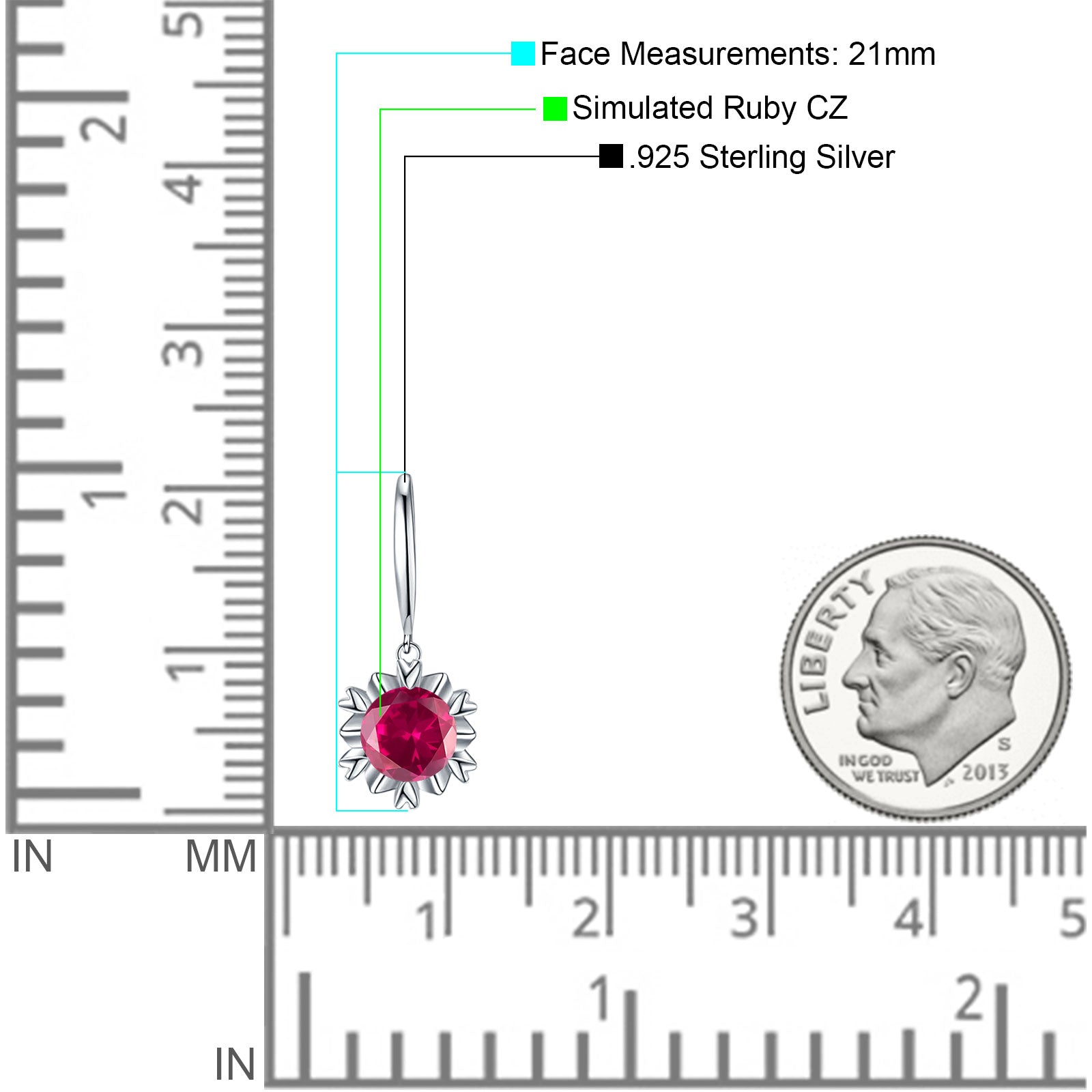 Round Cubic Zirconia Flower Heart Designer Fishhook Earring 925 Sterling Silver