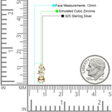 Zig Zag Pear Round Baguette Mixstone Hoop Earring Cubic Zirconia 925 Sterling Silver