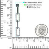 Paperclip Interlocking Oblong Oval Stud Earring Cubic Zirconia 925 Sterling Silver