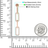 Paperclip Interlocking Oblong Oval Stud Earring Cubic Zirconia 925 Sterling Silver