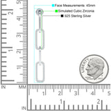 Paperclip Interlocking Oblong Oval Stud Earring Cubic Zirconia 925 Sterling Silver