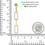 Paperclip Interlocking Oblong Oval Stud Earring Cubic Zirconia 925 Sterling Silver