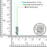 Minimalist 12.7mm Round CZ & Green Emerald CZ Hoop Earrings 925 Sterling Silver
