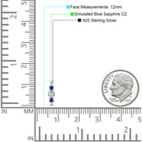 Minimalist 12mm Round CZ & Blue Sapphire CZ Trio Hoop Earrings 925 Sterling Silver