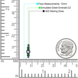Minimalist 12mm Round CZ & Green Emerald CZ Trio Hoop Earrings 925 Sterling Silver