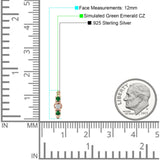 Minimalist 12mm Round CZ & Green Emerald CZ Trio Hoop Earrings 925 Sterling Silver