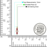 Minimalist 12mm Round CZ & Ruby CZ Trio Hoop Earrings 925 Sterling Silver