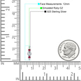 Minimalist 12mm Round CZ & Ruby CZ Trio Hoop Earrings 925 Sterling Silver