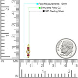 Minimalist 12mm Round CZ & Ruby CZ Trio Hoop Earrings 925 Sterling Silver