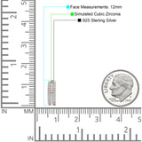 Emerald Cut 12mm Cubic Zirconia Hoop Earrings 925 Sterling Silver