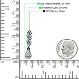 Dangle Drop Pear Stud Earrings Cubic Zirconia 925 Sterling Silver