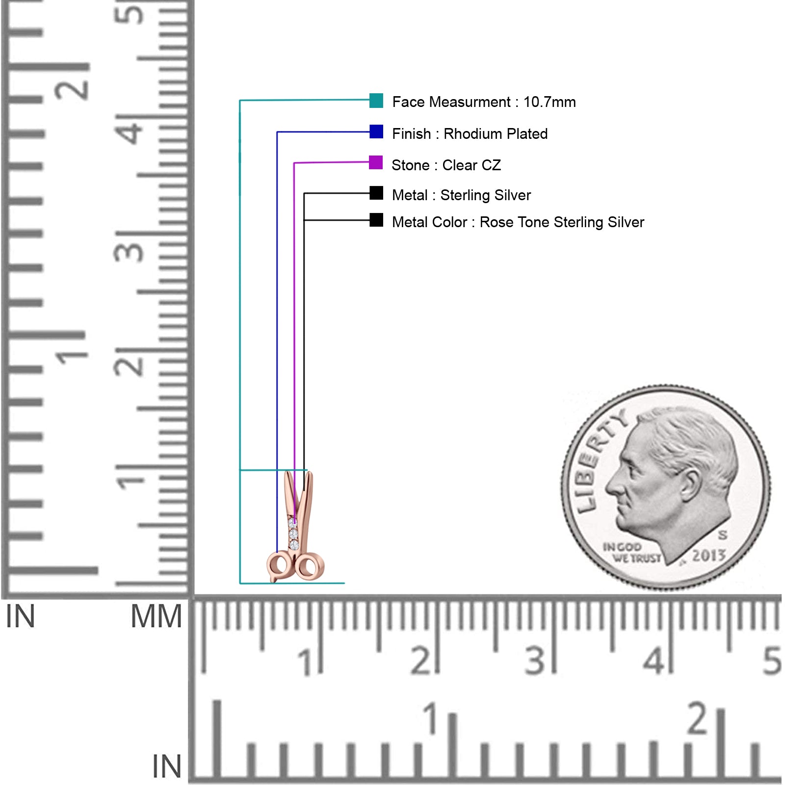 Scissors CZ Stud Earrings