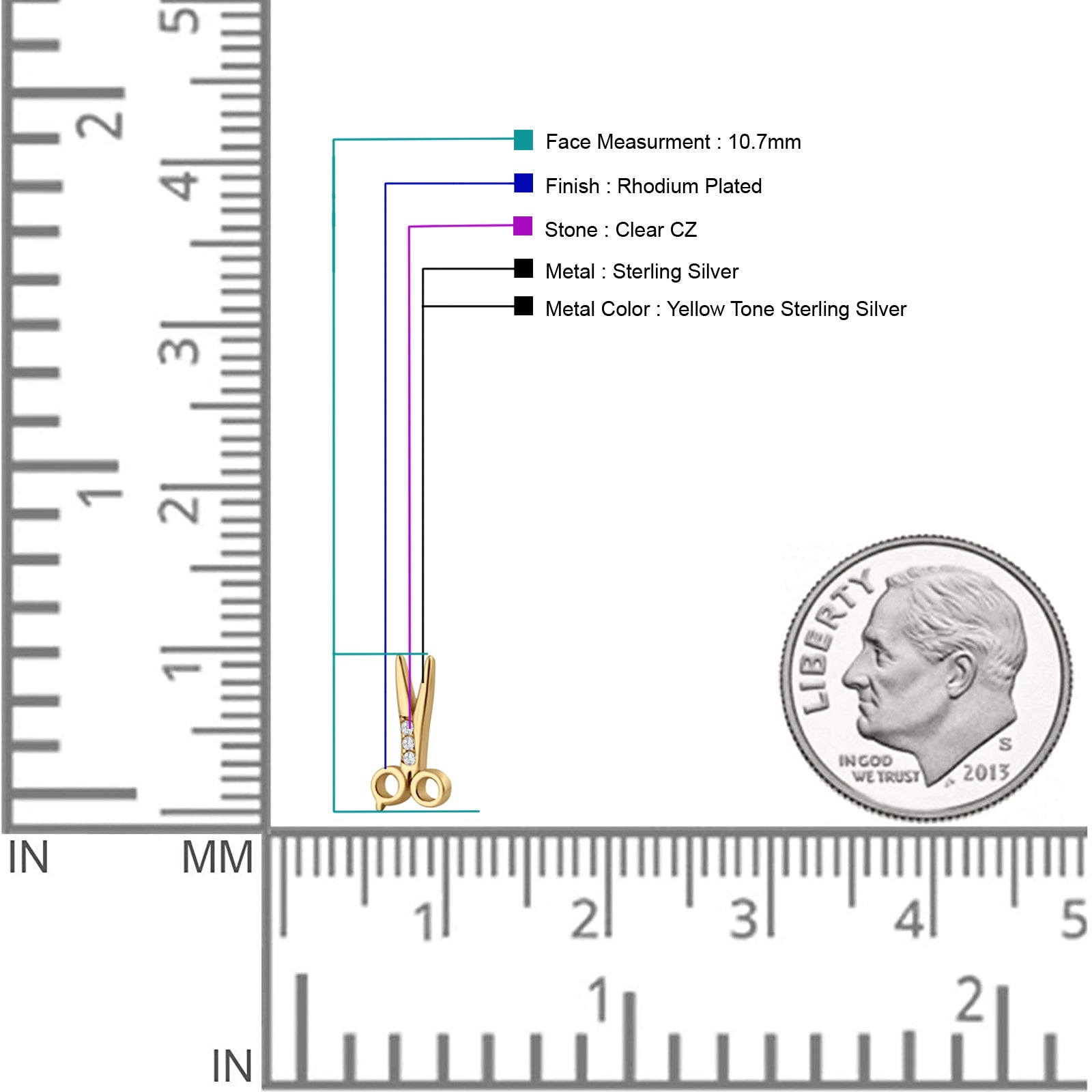 Scissors CZ Stud Earrings