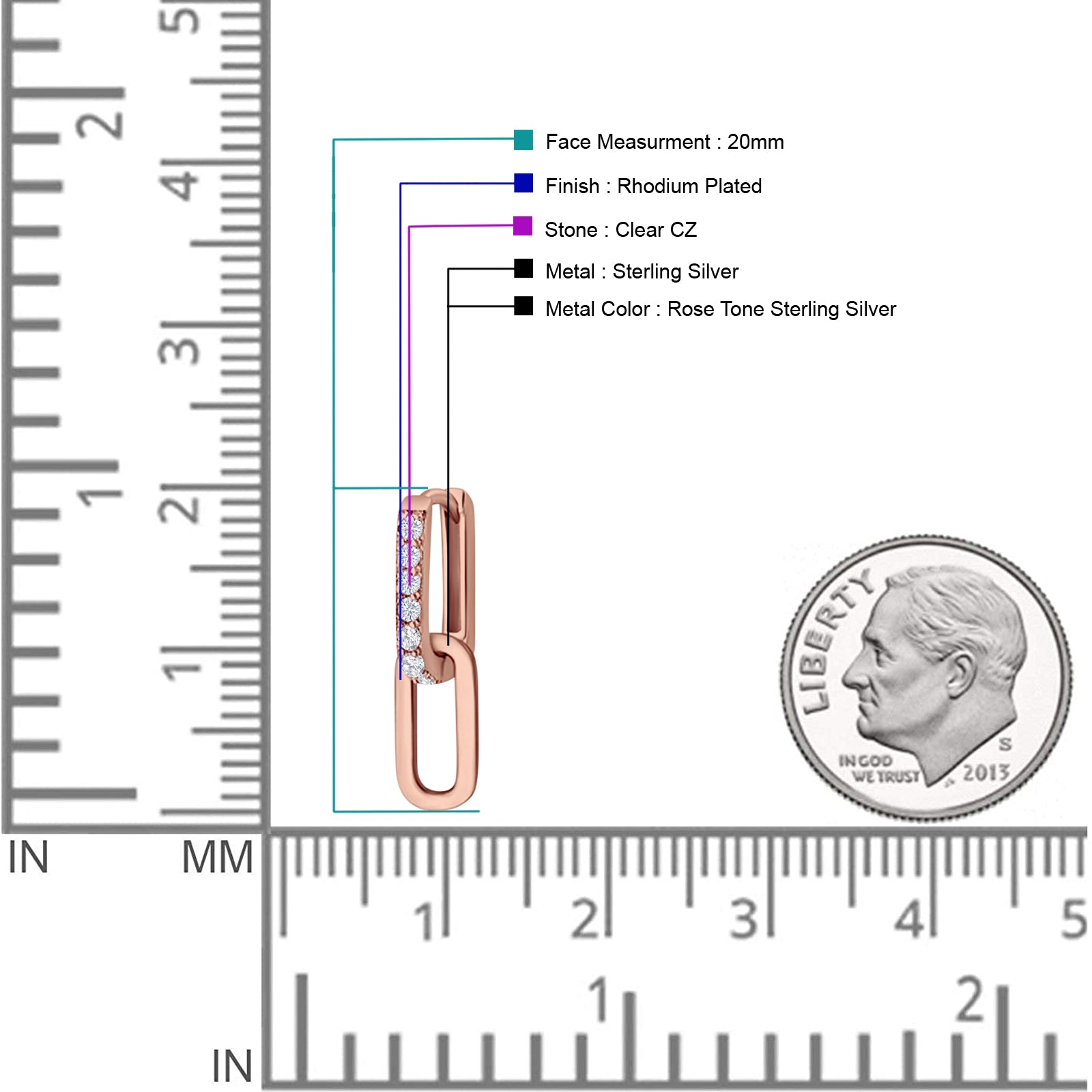 Paperclip Dangle Drop Hoop Earring