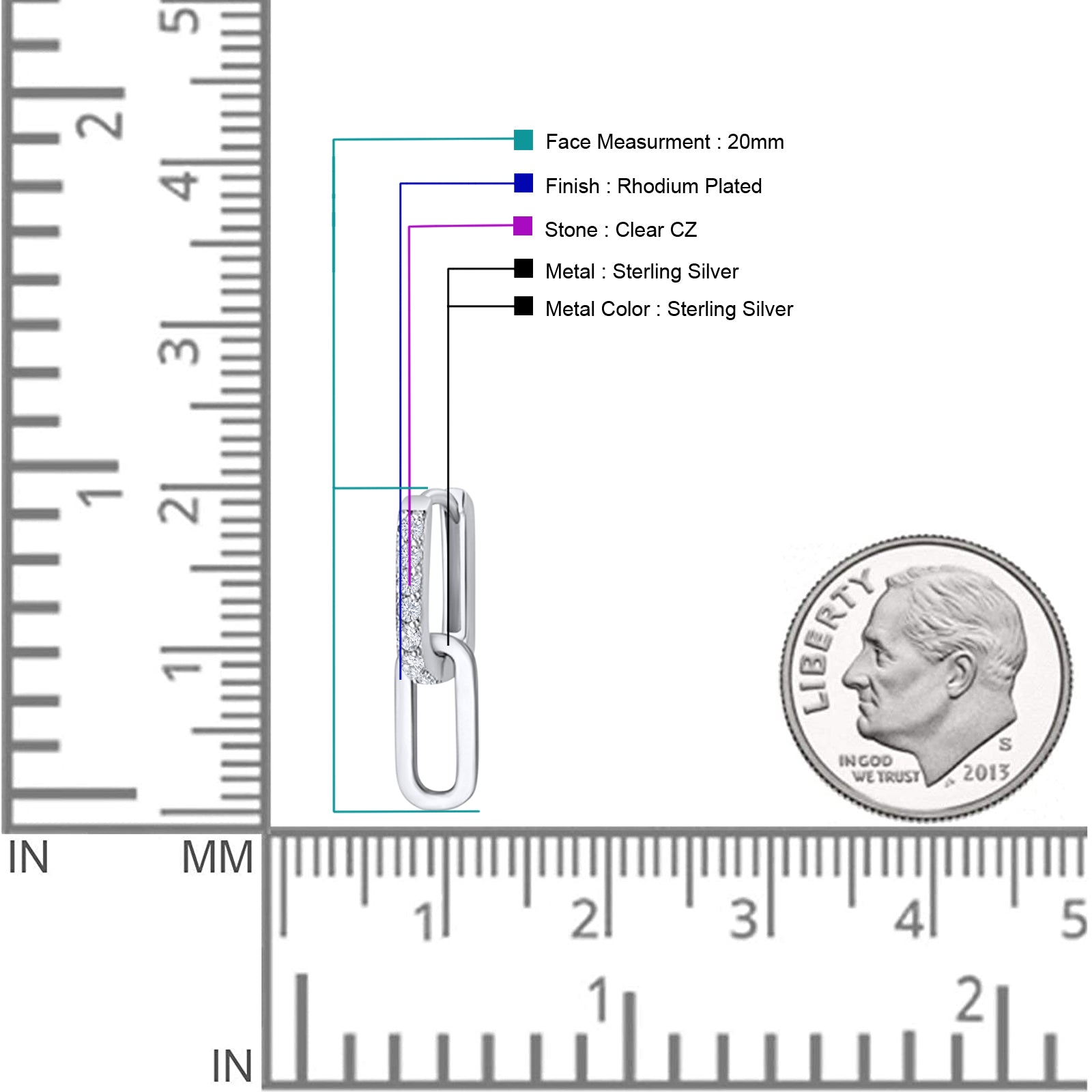 Paperclip Dangle Drop Hoop Earring