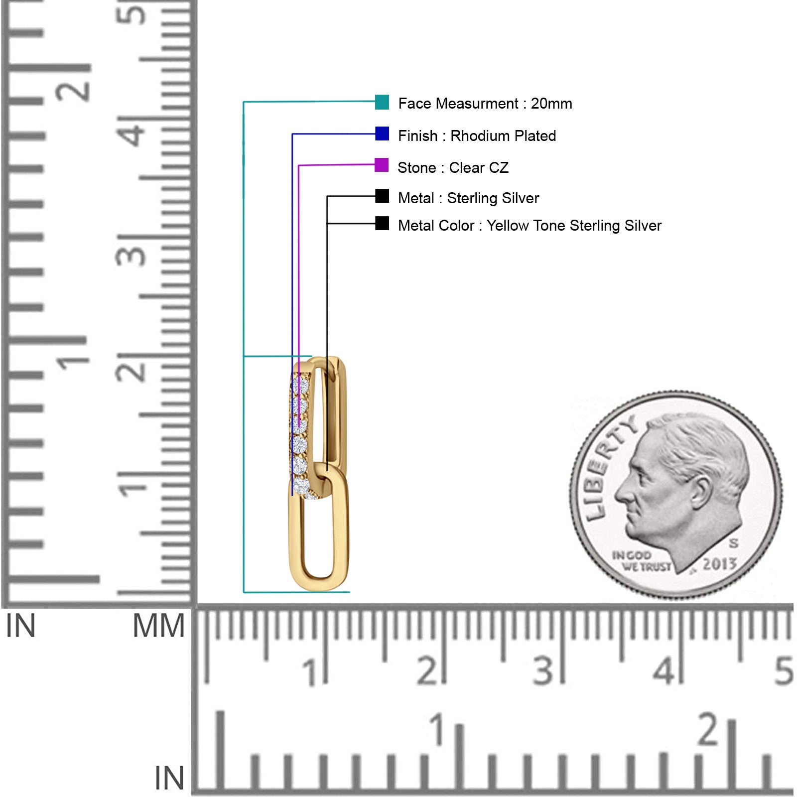 Paperclip Dangle Drop Hoop Earring