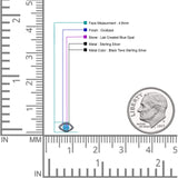 Eyelashes Eye Stud Earring 4.8mm Lab Created Opal Oxidized 925 Sterling Silver