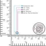 Eyelashes Eye Stud Earring 4.8mm Lab Created Opal Oxidized 925 Sterling Silver