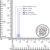 Eyelashes Eye Stud Earring 4.8mm Lab Created Opal Oxidized 925 Sterling Silver