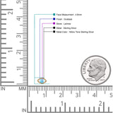 Eyelashes Eye Stud Earring 4.8mm Lab Created Opal Oxidized 925 Sterling Silver