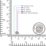 Eyelashes Eye Stud Earring 4.8mm Lab Created Opal Oxidized 925 Sterling Silver