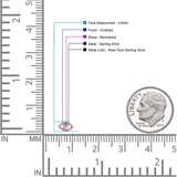 Eyelashes Eye Stud Earring 4.8mm Lab Created Opal Oxidized 925 Sterling Silver