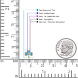 Four Leaf Clover Stud Earring 7mm Lab Created Opal 925 Sterling Silver