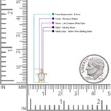 Oval 8.3mm Turtle Stud Earring Lab Created Opal 925 Sterling Silver