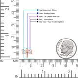 Dragonfly Stud Earring 8.8mm Lab Created Opal 925 Sterling Silver