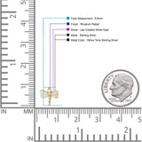 Dragonfly Stud Earring 8.8mm Lab Created Opal 925 Sterling Silver