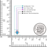 Floral Oval Stud Earring Lab Created White Opal  925 Sterling Silver