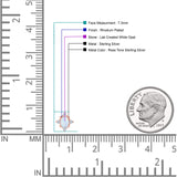 Floral Oval Stud Earring Lab Created White Opal  925 Sterling Silver