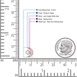 Moon & Star 8.4mm Stud Earring Lab Created White Opal 925 Sterling Silver