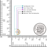 Moon & Star 8.4mm Stud Earring Lab Created White Opal 925 Sterling Silver